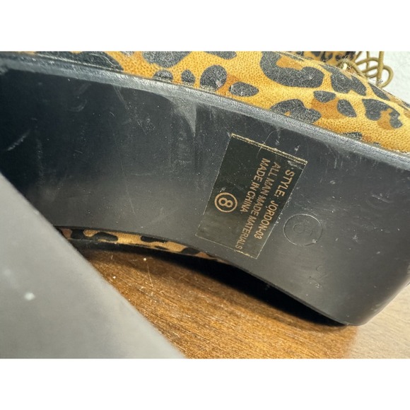 Delicacy Women's Leopard Print Platform Booties Lace-Up High Heel Size 8 - Picture 3 of 4